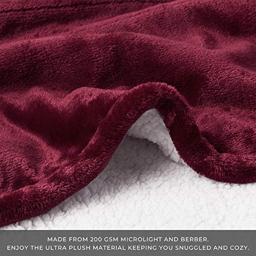 MP2 Heated Electric Sherpa Throw Blanket with 3 Heat Settings and 2 - Hour Auto Shut Off 50" x 60" Red