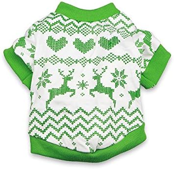DroolingDog Dog Christmas Tee Shirts Puppy Holiday T-Shirt Dog Xmas Clothes for Small Dogs Shirts for Dogs, Green