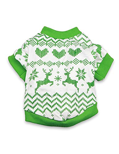 DroolingDog Dog Christmas Tee Shirts Puppy Holiday T-Shirt Dog Xmas Clothes for Small Dogs Shirts for Dogs, Green