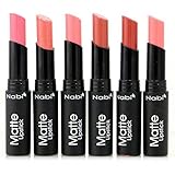 6pc Nabi Cosmetics Professional Matte Lipstick Set of 6 Nude Colors