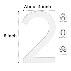 6 inch Modern House Number, Self Adhesive Unique