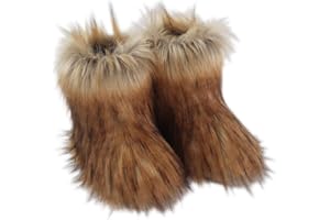Gegefur Girls Boys Kids Faux Fur Boots Furry Fuzzy Fluffy Warm Winter Snow Boots Flat Shoes Outdoor