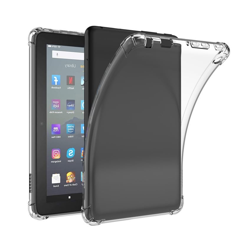 クリアケース Amazon Kindle Fire HD8 タブレット用 (2022年/2024発売)対応 薄型 スリム 軽量 傷防止 シリコーンゴム TPU バックカバー 透明