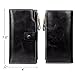 Jack&Chris Women's RFID Blocking Luxury Wax Genuine Leather Clutch Wallet Card Holder Organizer Ladies Purse, WB301 (Black)