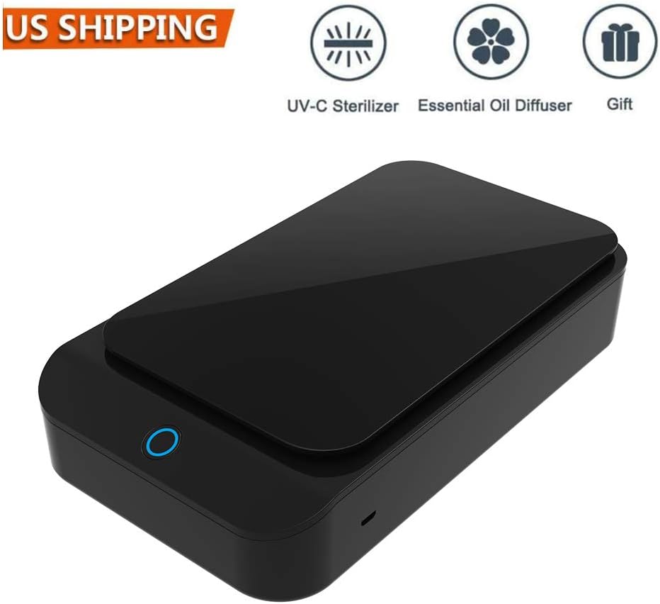 Smart Phone UV Sanitizer, UUTO Portable UV Light Cell Phone Sterilizer Multifunctional Cleaner Disinfector for iPhone Android Smartphone Toothbrush Salon Tools Jewelry Watch (Black)