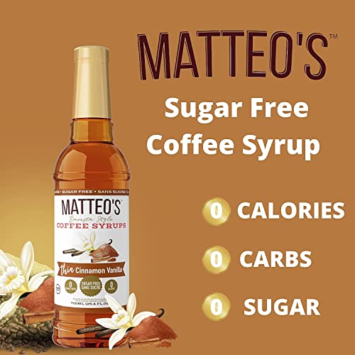 Matteo's Barista Style Sugar Free Coffee Syrup 6 Flavor Variety Pack