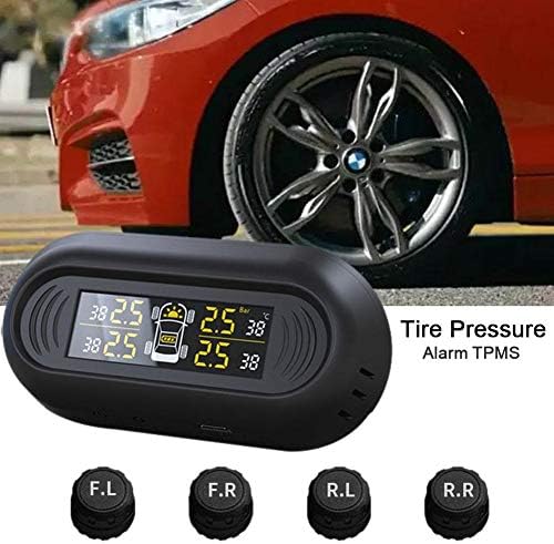Globalqi Auto TPMS wireless hidden tire pressure monitoring system external universal solar charging LCD color display real-time alarm car tire pressure temperature monitor with 4 sensors