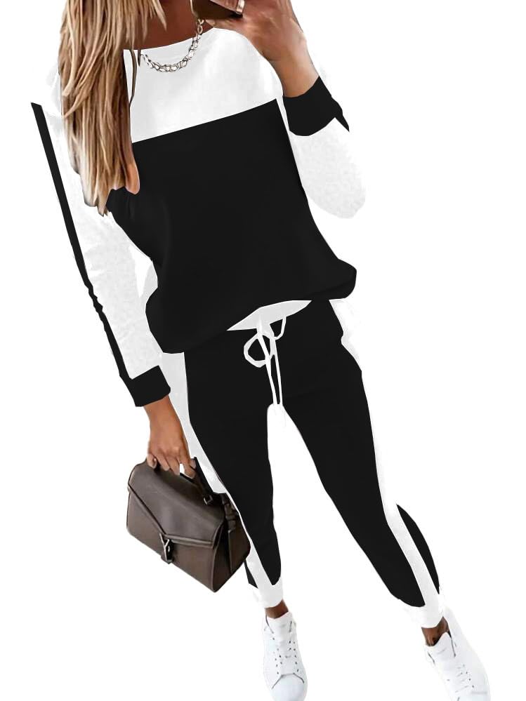 HBQ Women‘s Color Block 2 Piece Outfits Casual Travel Sweatsuits Lounge Sets 2025 Fall Fashion