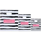 Thank You Merchandise Bags,100pcs 3 Size Mixed Plastic Retail Shopping Bags,Small Business Bag,Die-Cut Bags, Reusable Thank You Gift Bags with Handle