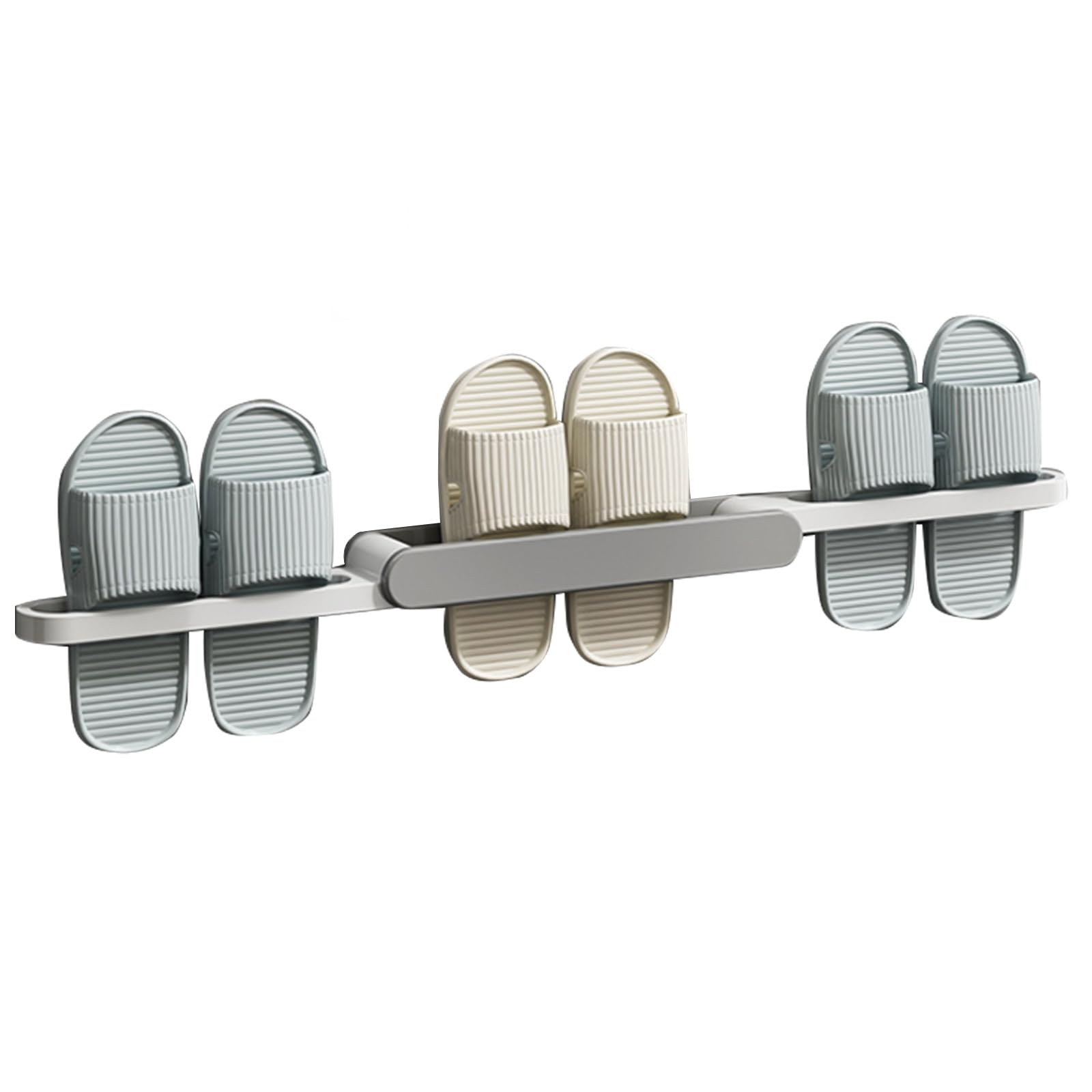 Photo 1 of 3-in-1 Foldable Wall-Mounted Shoe Rack, Adhesive No-Drill Slipper Organizer for Closet, Bathroom, or Living Room Doors (Gray)