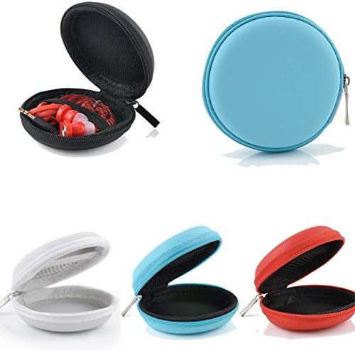 [Set Of 5] Leather Hard Case Pocket Size Holder Portable Protection Zipper Enclosure Headset Earbud bag Lightweight Change Purse Coin Small Hand Bag Earphone Storage USB Cable SD Card Colors May Vary