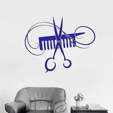 guijiumai Tijeras Cabello Vinilo Tatuajes de Pared Peluquero ...