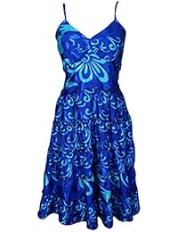 Lenore Womens Sundress Spaghetti Strap Recycled Sari Vintage Printed Summer Holiday Sexy Dresses S/M