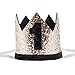 Maticr Glitter First Birthday Crown Baby Boy 1st Bday Party Hat Cake Smash Photo Prop (Tiny Gold & Black 1)