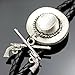 Vintage Cowboy Silver Hat Stetson Corss Gun Pistol Rodeo Western Line Dance Necklace Bolo Tie