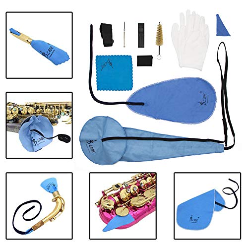 Saxophone Cleaning Care Kit - Belt Thumb Rest - Cushion Reed Case - Mouthpiece Brush - Mini Screwdriver - Cleaning Cloth