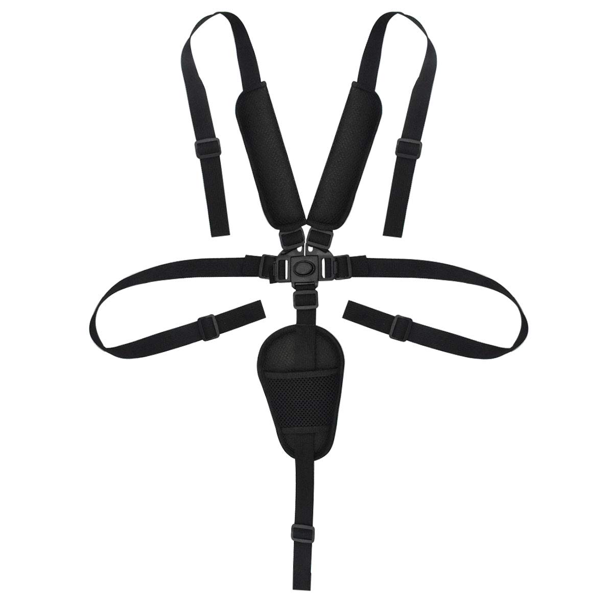 Jinlaili Universal 5 Point Harness Straps, Adjustable Baby Safety Strap Belt with Shoulder Pads and Guarding Pad, Harness Straps for High Chair/Pushchair/Stroller/Pram/Buggy (Black)