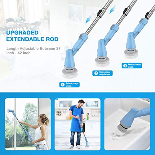ELLESYE Electric Spin Scrubber Cordless Shower Scrubber Power Cleaning Brush, Tile Bathtub and Floor Scrubber with 3 Replacement Brush Heads and Adapter for Cleaning Bathroom, Kitchen, Grout, Wall