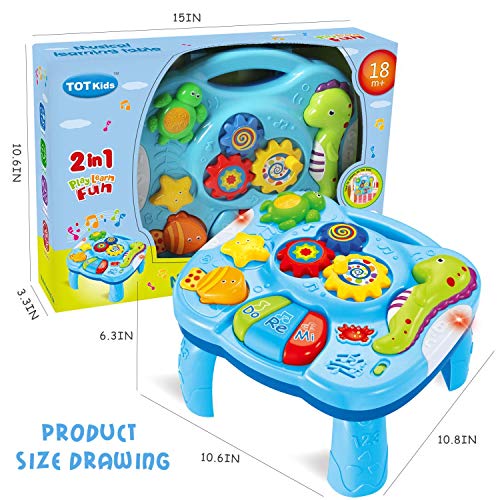 WISHTIME 2 in 1 Musical Learning Table - Baby 2 in 1 Early Education Toys Music Activity Center Table for Infant Babies Toddler Boys Girls 18 Months up - Thumbnail 6