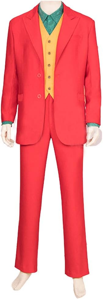 nihiug Clown joker movie cos costume clown red shirt suit full set cosplay costume male custom halloween,Red-XXXL