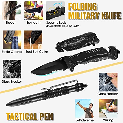 Gifts for Men Dad Husband Boyfriend Fathers Day, Survival Gear and Equipment 14 in 1 Camping Accessories Gear, EDC Survival Gear and Equipment for Hiking Fishing, Ideal Fathers Day Birthday Gifts