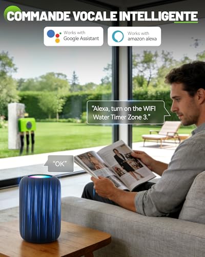 RAINPOINT 3 Zone WiFi Watering Timer with Hub, Connected Watering Timer, Brass Input, App and Voice Control, Automatic Rain Delay for Garden and Lawn