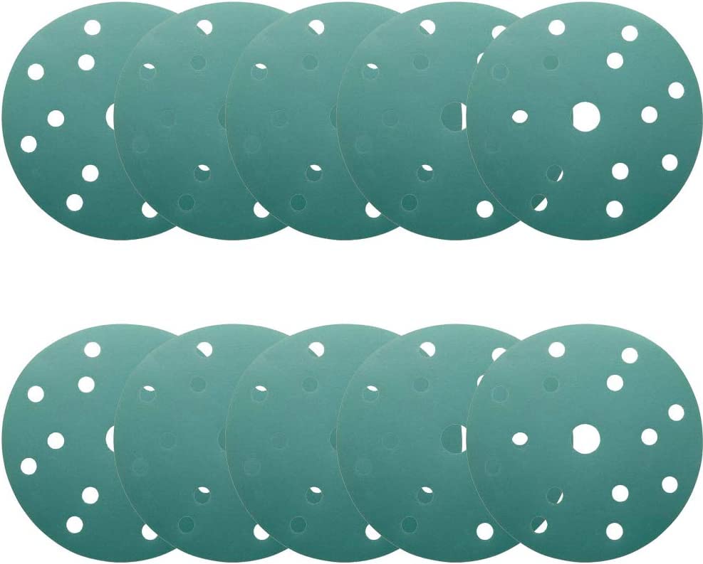 Boxonly Sanding Discs Pads 150mm 15 Hole Sandpaper Hook and Loop Discs 80/120/180/240/320/400/800 Grits 20Pcs