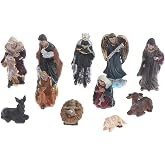 Ochine Mini Nativity Scene Figurine Set Holy Family Scene Resin Nativity Figurine Set Hand Made Miniature Figurines Holiday Stable Tabletop Decor Xmas Gift for Home Christmas Decoration 11 Piece