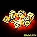 Bescon Super Glow in the Dark Metal Polyhedral Dice Set Golden and Rose, Luminous Metallic RPG Role Playing Game Dice 7pcs Set