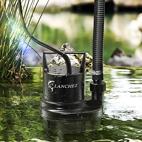 Lanchez Utility Pump 1/6 HP Submersible Sump Pump, 1037 GPH Flow Drain