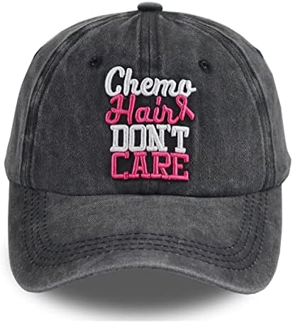 Cotton Chemo Hair Don\'t Care Baseball Cap Pink Ribbon Support Women Men Amazon.com: Breast Cancer Gifts for Women, 3D Embroidered  main image 3