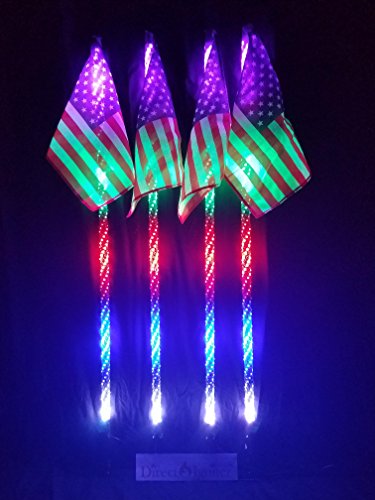 AMERICAN DREAM WRAPPED LED SMART WHIPS PAIRS 316 MODES FOR RZR SIDE BY SIDES 2' 3' 4' (2 FOOT PAIR)