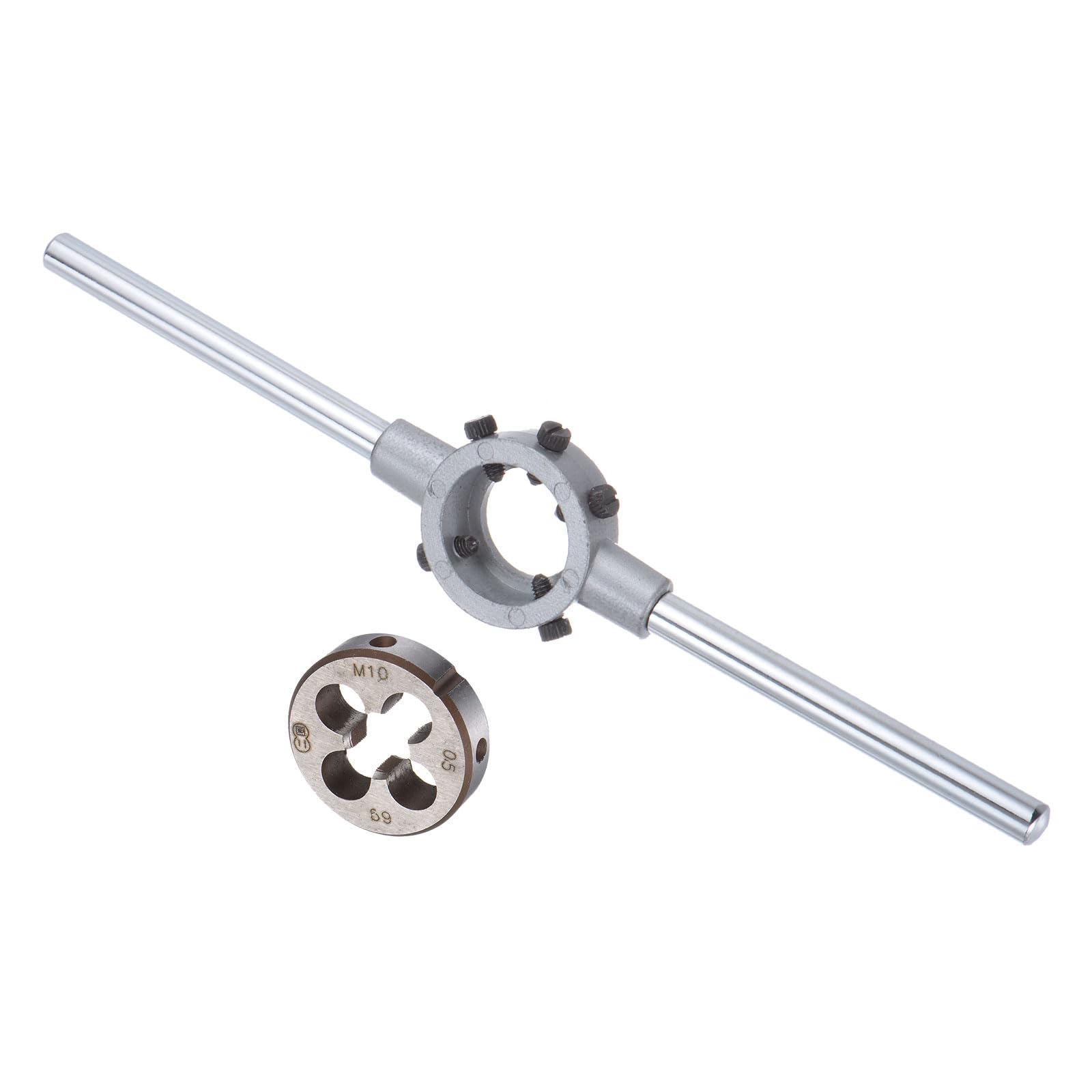 CoCud Die Stock Handle Set, M10x0.5 Thread Die & Fit 30mm OD / M10-M11 Die Wrench Tool Kit - (Applications: for Threading Repairing), 1-Set