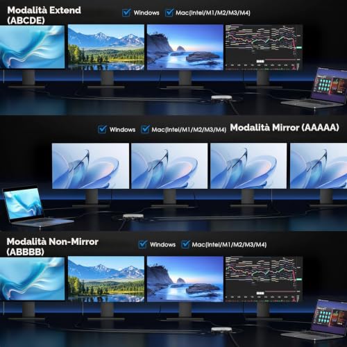 WAVLINK USB 3.0 Extended Display USB C to Quad HDMI Splitter for Four Monitors with 85W PD, Displaylink 4 HDMI 4K to 60Hz Adapter for Mac M1/M2/M3/M4 or Windows,Compatible with New MacBook Neo