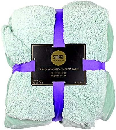 StarGo Sherpa Throw Luxury Blanket Super Soft Reversible Lightweight Cozy Fuzzy Modern Elegant Microfiber All Season Blanket for Bed or Couch or TV (Jade, 60"x80" (Queen))