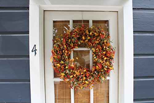 The Wreath Depot Appalachia Berry Silk Fall Door Wreath, 22 inch, Beautiful White Gift Box Included - Thumbnail 2