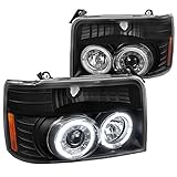 Spec-D Tuning 2LHP-F15092JM-TM Ford Bronco F150 F250 Black Projector Head Lights