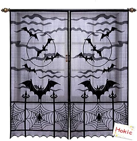 Amazon Com Hokic Black Lace Window Curtain 40 X 84 Inch Home