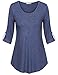 Messic Oversize Shirts Women, Women's Cotton Long Sleeve Round Neck Stretch 1/4 Buttons Polo Shirt(XX-Large,Dark Blue)