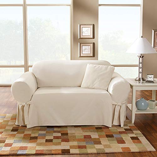 Sure Fit Cotton Duck Loveseat Slipcover Natural (SF26807) Home