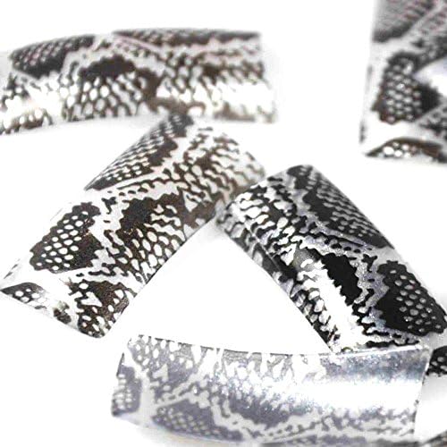 EFT 100 Beauty Black Silver Snake Stripes Pre Designed Style Acrylic Plastic French False Nail Art Tips Fake Nail Tips with Case