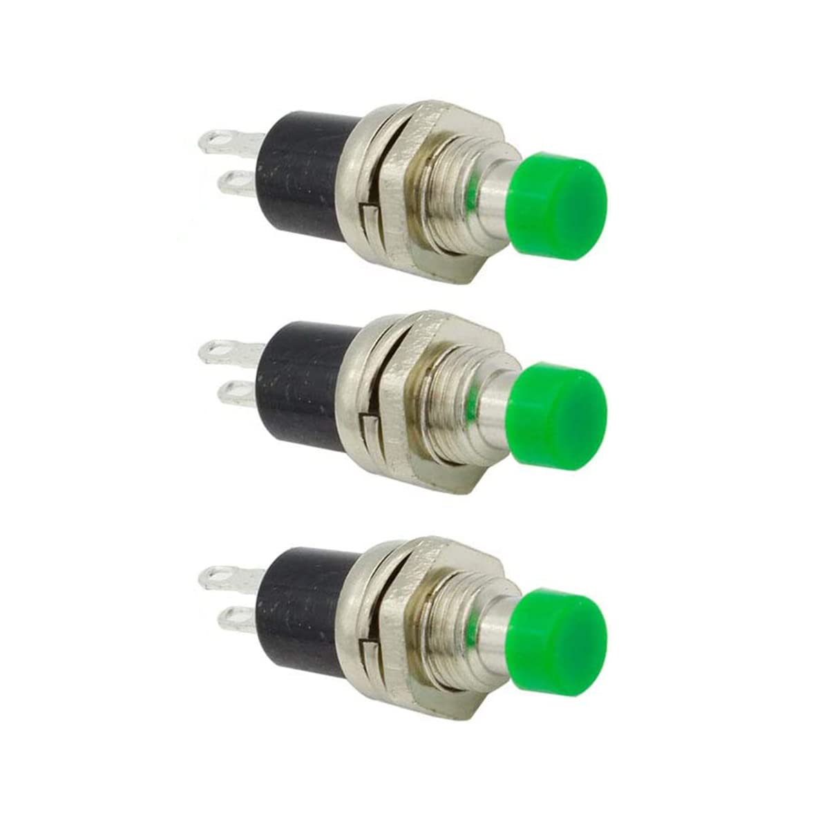 3 Pcs Miniature Push Button Mini Momentary Push Button Switch SPST Reset Switch On Off Switch To Make/Push To Break Green