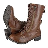 Top Moda Women's Pack-72 Lace Up Combat Boot