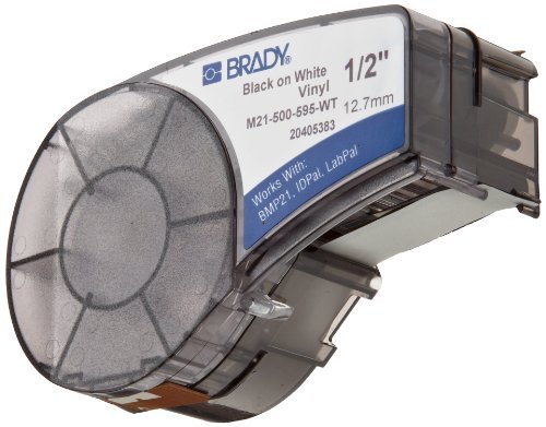 Brady M21-500-595-WT, B-595 Vinyl Printer Label for BMP 21 Mobile, ID PAL and LABPAL Printers 