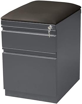 Amazon Com Hirsh Industries 2 Drawer Mobile Pedestal Cabinet For Letter Size Files With Seat Charcoal 15in W X 19 88in D X 23 75in H Model Number 20962 Office Products