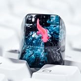 XISZYS Axolotl Blue and Black Coral Ocean Garden Artisan Keycap, SA Profile, Resin Custom Keyboard Key Caps, for Cherry MX Mechanical Keyboard, Gift for Keyboard Lovers