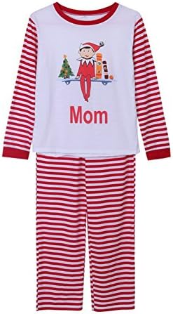 Amoure 2 pcs Christmas Cotton Stripes Family Matching Pajamas Carson MoM Dad Sleepwear Sets