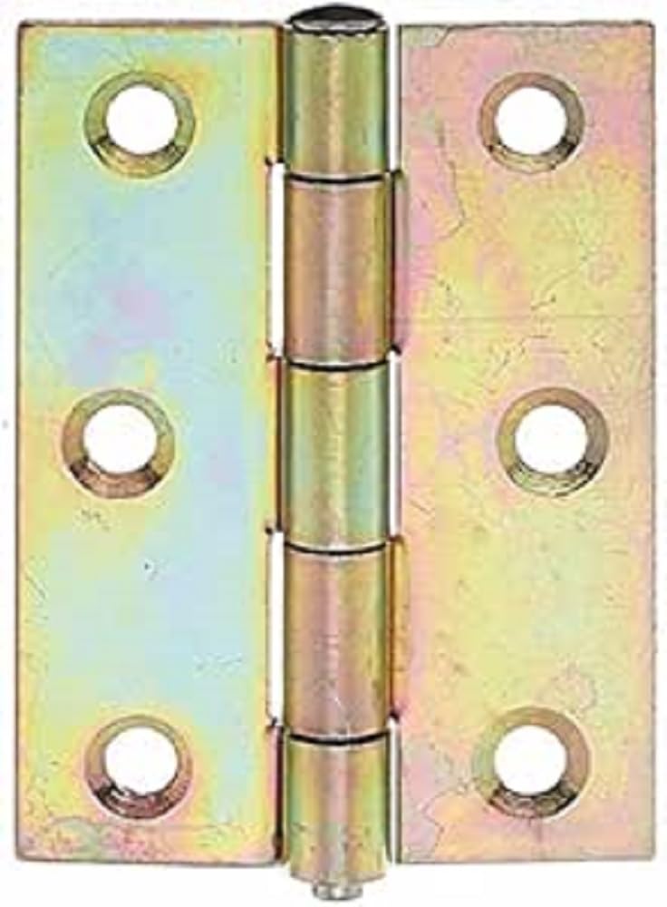 Hinge Half-Wide with Loose Stainless Steel Pin Yellow Zinc Electroplated 63 x 45 mm