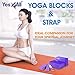 Yes4All Yoga Blocks and Strap Set – Yoga Foam Block 9x6x4 inch (Set of 2) and Yoga Strap with D-Ring – Yoga Blocks and Yoga Stretching Strap (Purple)