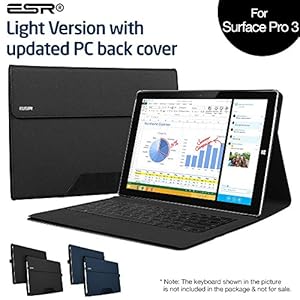 Surface Pro 3 ケース 手帳型 PUレザーケース インテリジェントシリーズ(ブラック) ESR
